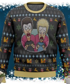 Beavis and Butthead Surprise Reaction Ugly Christmas Sweater Beavis and Butthead Surprise Reaction Ugly Christmas Sweater