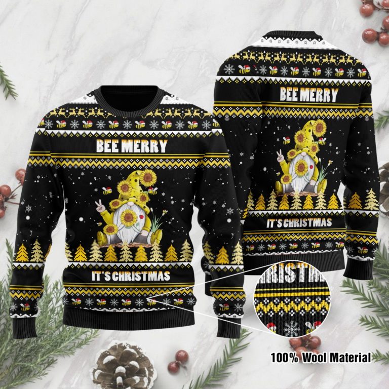 Bee Merry It?s Christmas Gnome Ugly Christmas Sweater