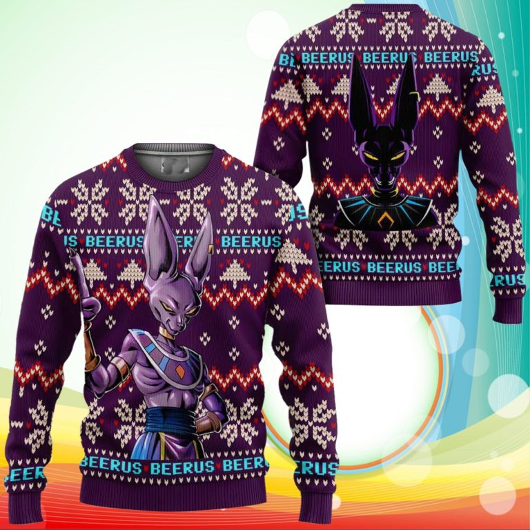 Beerus Ugly Christmas Sweater Anime Dragon Ball Xmas Gifts