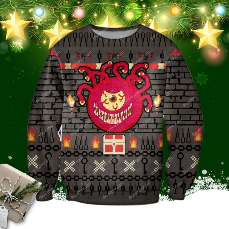 Beholder 3d Knitting Pattern Print Ugly Christmas Sweater