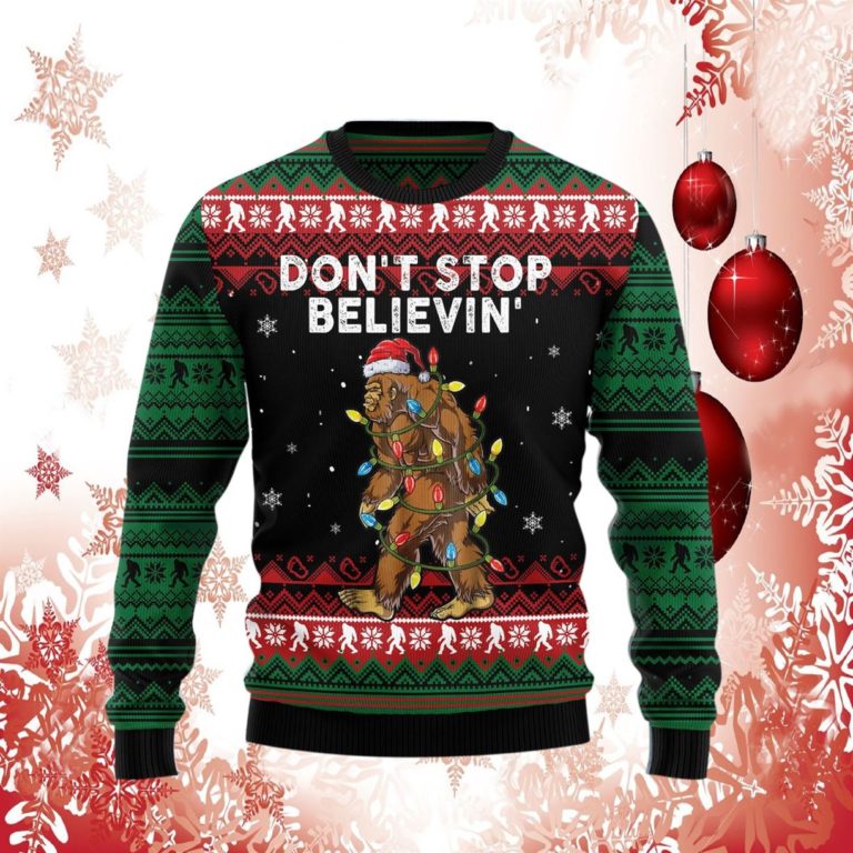 Bigfoot Dont Stop Believing Ugly Sweater, Sweatshirt