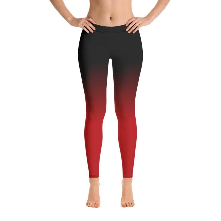 Black and Red Yoga Leggings, Gradient Leggings