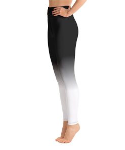 Black White Gradient Yoga Leggings Women, High Waisted Pants Black White Gradient Yoga Leggings Women, High Waisted Pants