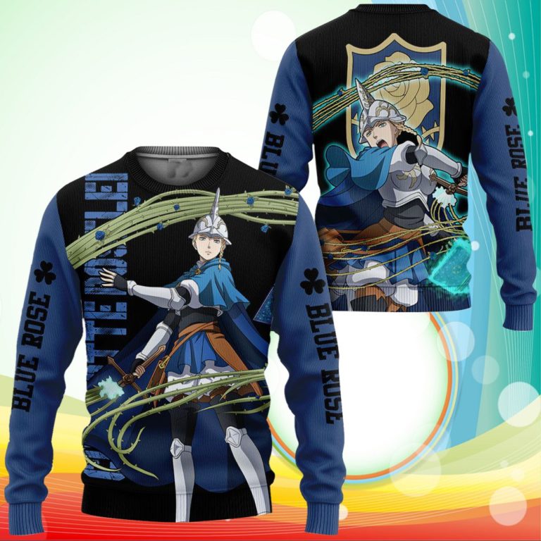 Blue Rose Charlotte Roselei Sweatshirt Black Clover Anime 3D Printed Sweater