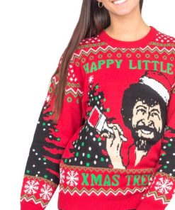 Bob Ross Happy Little Xmas Trees Ugly Christmas Sweater, Sweatshirt Bob Ross Happy Little Xmas Trees Ugly Christmas Sweater, Sweatshirt