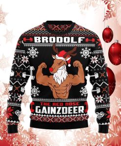 Brodolf The Red Nose Gainzdeer Gym Ugly Christmas Sweater