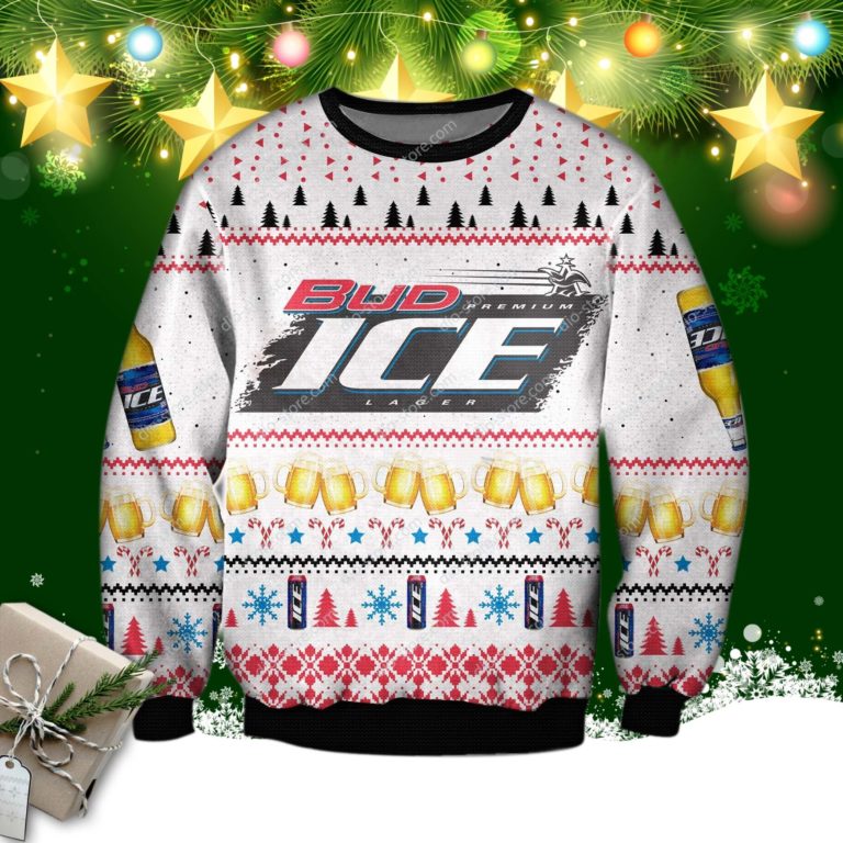 Bud Ice Lager Beer Knitting Pattern 3d Print Ugly Sweatshirt