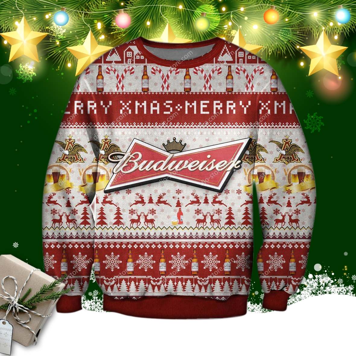 Pull De Noël Moche "Beer Ugly Christmas" - Sweatshirt Humour Bière, Coupe Classique, 241g