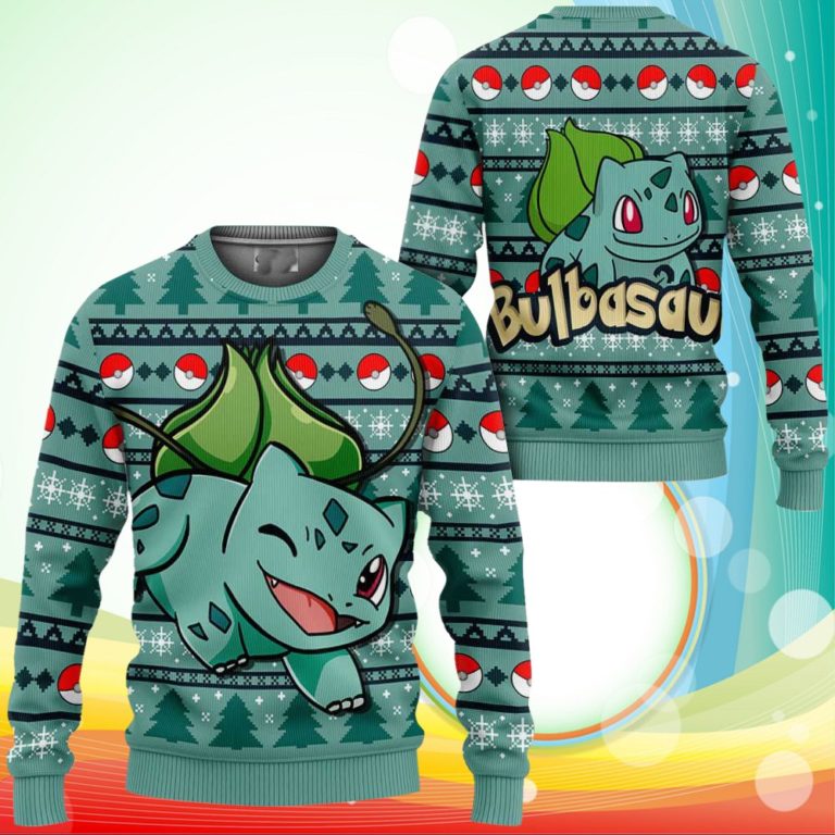 Bulbasaur Ugly Christmas Sweater Anime Pokemon Xmas Gifts