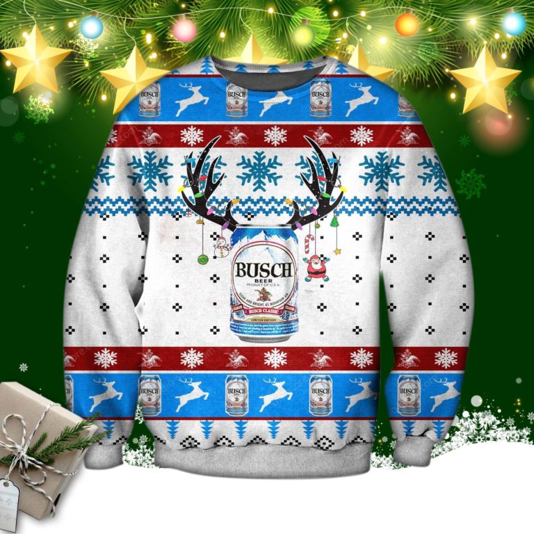 Busch Beer Knitting Pattern 3d Print Ugly Christmas Sweater