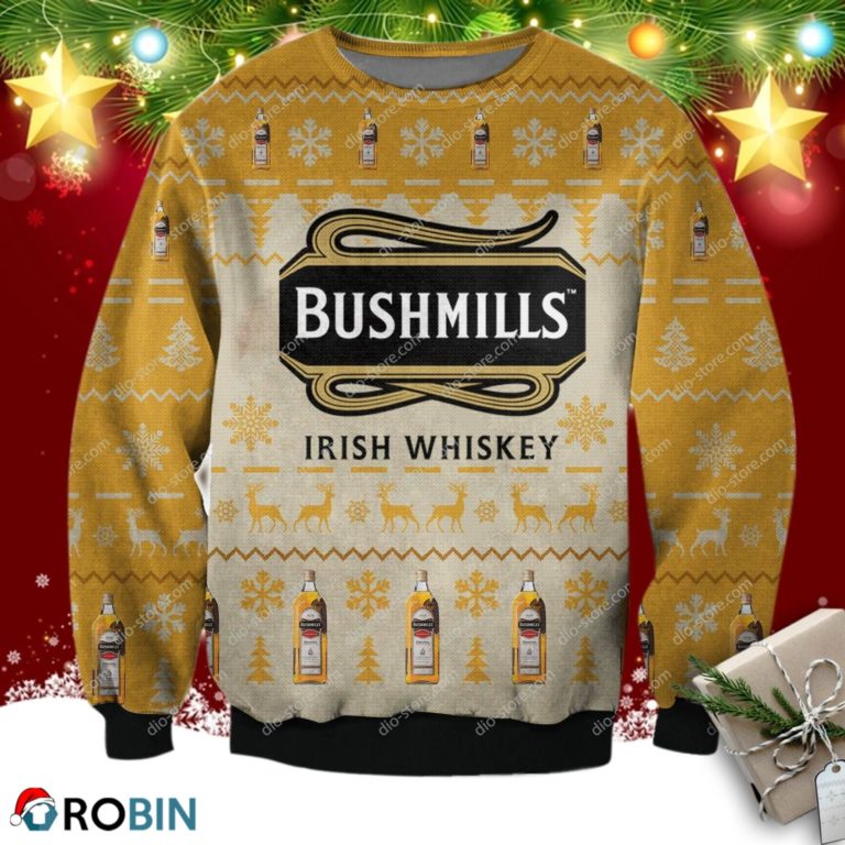 Bushmills Irish Whiskey Knitting Pattern 3d Print Ugly Sweater