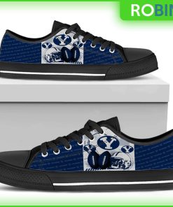 BYU Cougars NCAA Football Helmet Low Top Canvas Shoes BYU Cougars NCAA Football Helmet Low Top Canvas Shoes