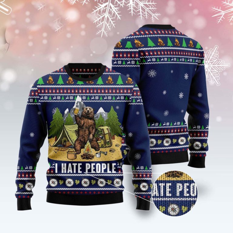 Camping I Hate People Christmas Ugly Sweater