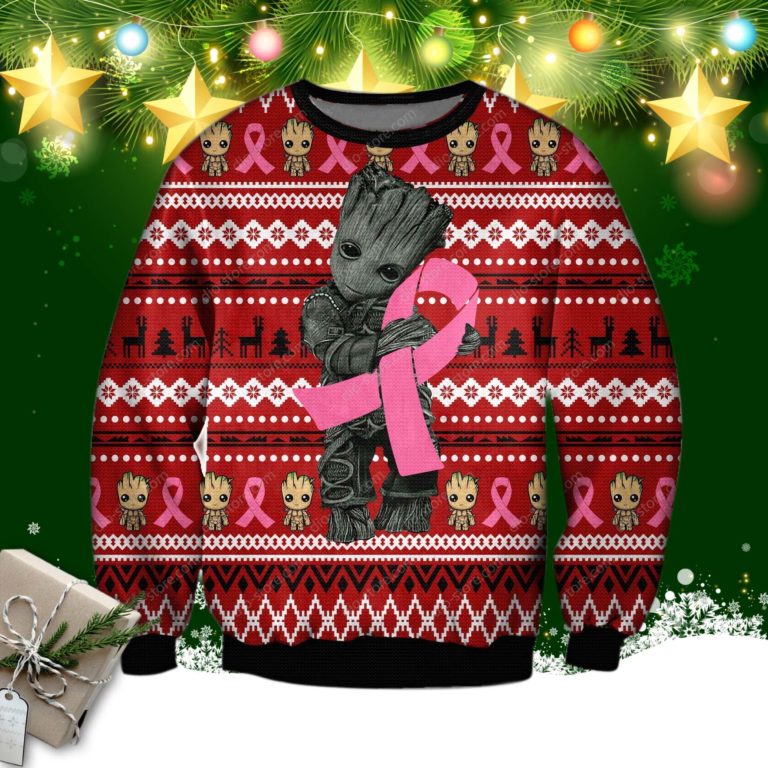 Cancer With Groot 3d Print Ugly Christmas Sweatshirt