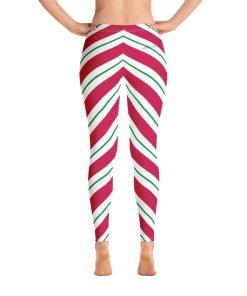 Candy Cane Leggings, Red Green Striped Winter Yoga Wear Clothing Candy Cane Leggings, Red Green Striped Winter Yoga Wear Clothing