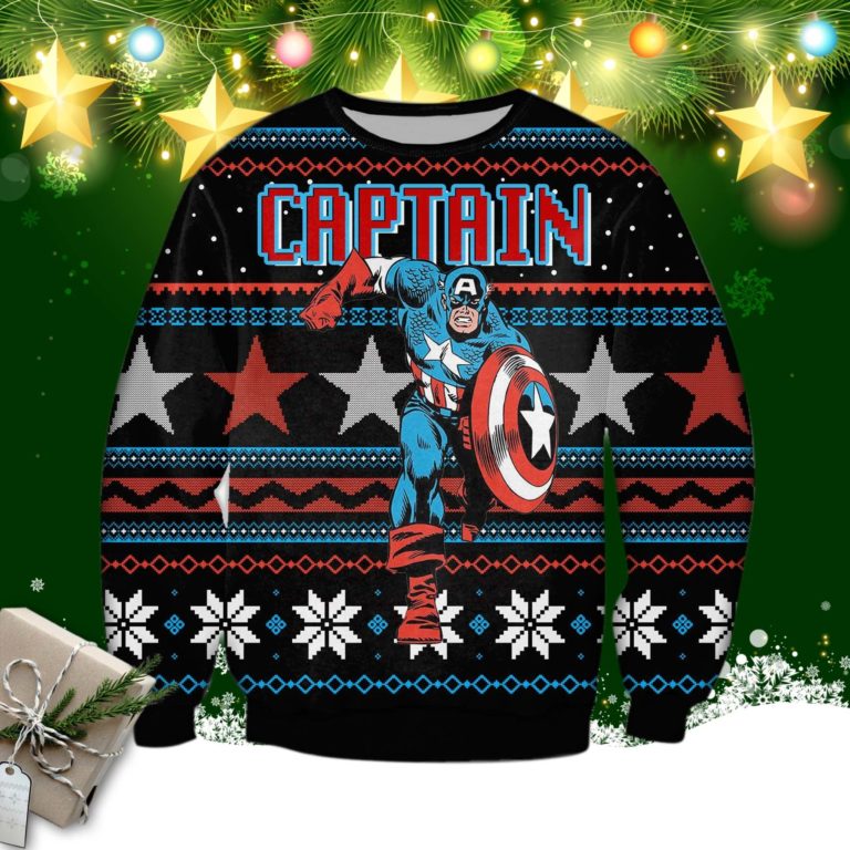Captain America Knitting Pattern 3d Print Ugly Sweater