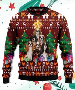 Cavalier King Charles Spaniel Pine Tree Ugly Christmas Sweater