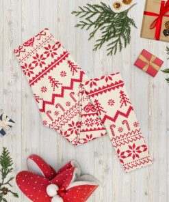 Christmas Leggings Women, Red Xmas Holiday Candy Cane Printed Leggings Christmas Leggings Women, Red Xmas Holiday Candy Cane Printed Leggings