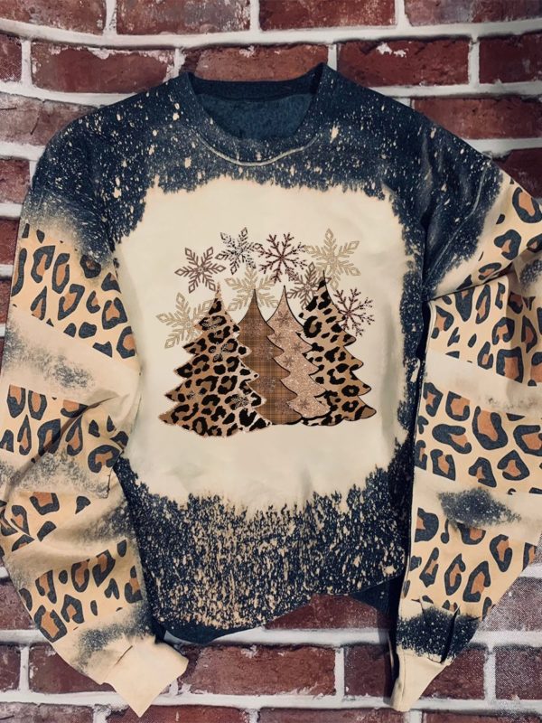 Christmas Tree Vintage Leopard Christmas Sweatshirt