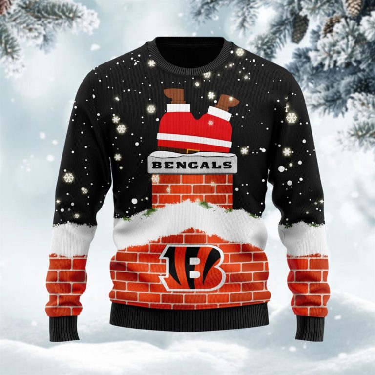 Cincinnati Bengals Football Santa Claus 3D Christmas Ugly Sweater