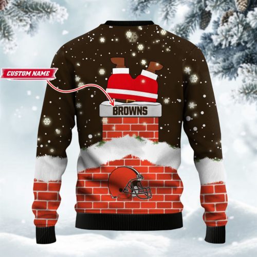 Cleveland Browns NFL Football Santa Claus 3D Ugly Christmas Sweater ...