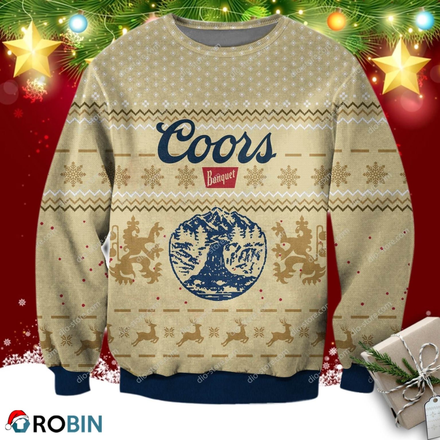 Coors Banquet Beer Knitting Pattern 3d Print Ugly Sweater RobinPlaceFabrics