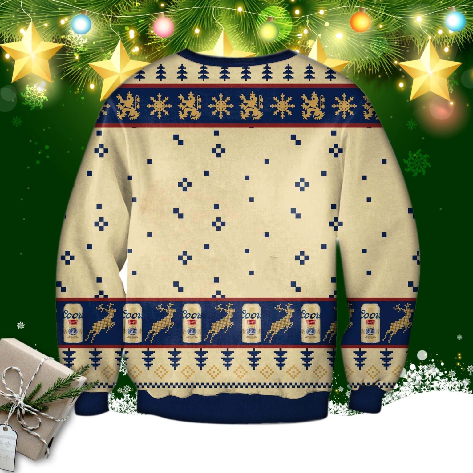 Coors Banquet Beer Knitting Pattern 3d Print Ugly Sweater RobinPlaceFabrics