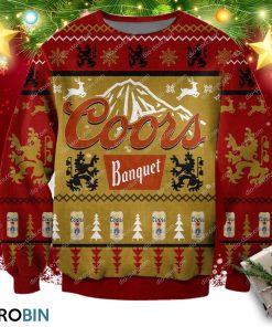 Coors Banquet Beer Yellow & Red Knitting Pattern 3d Print Ugly Sweatshirt