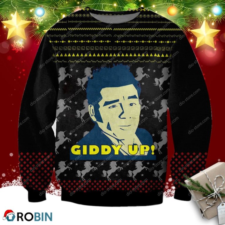 Cosmo Kramer Giddy Up 3d Print Ugly Christmas Sweater