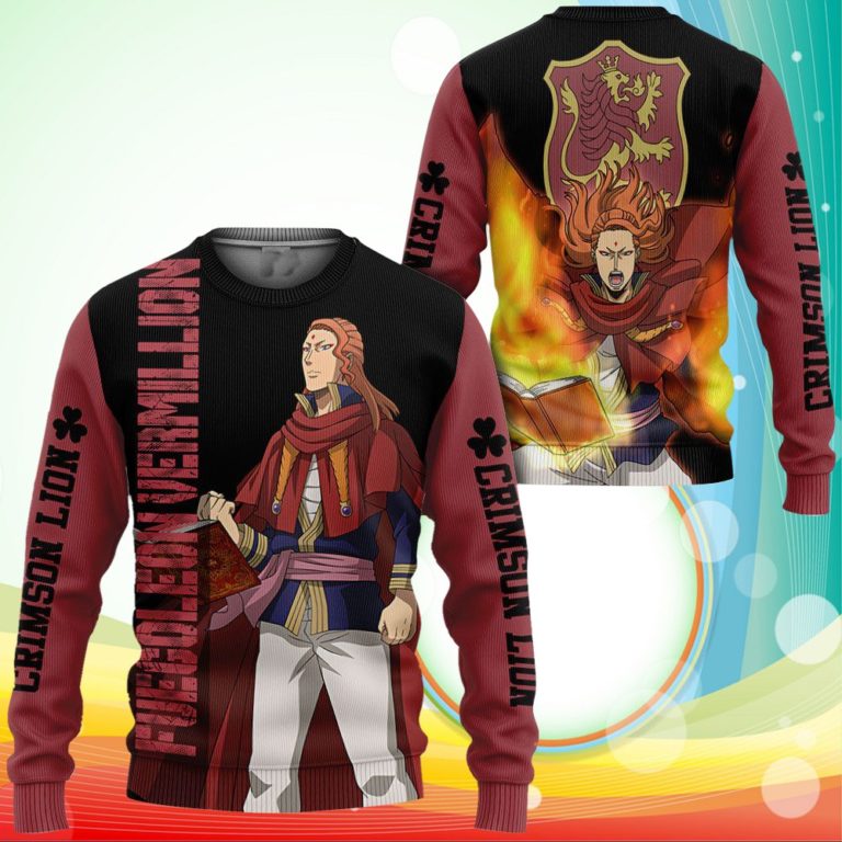 Crimson Lion Fuegoleon Vermillion Sweatshirt Black Clover Anime 3D Printed Sweater
