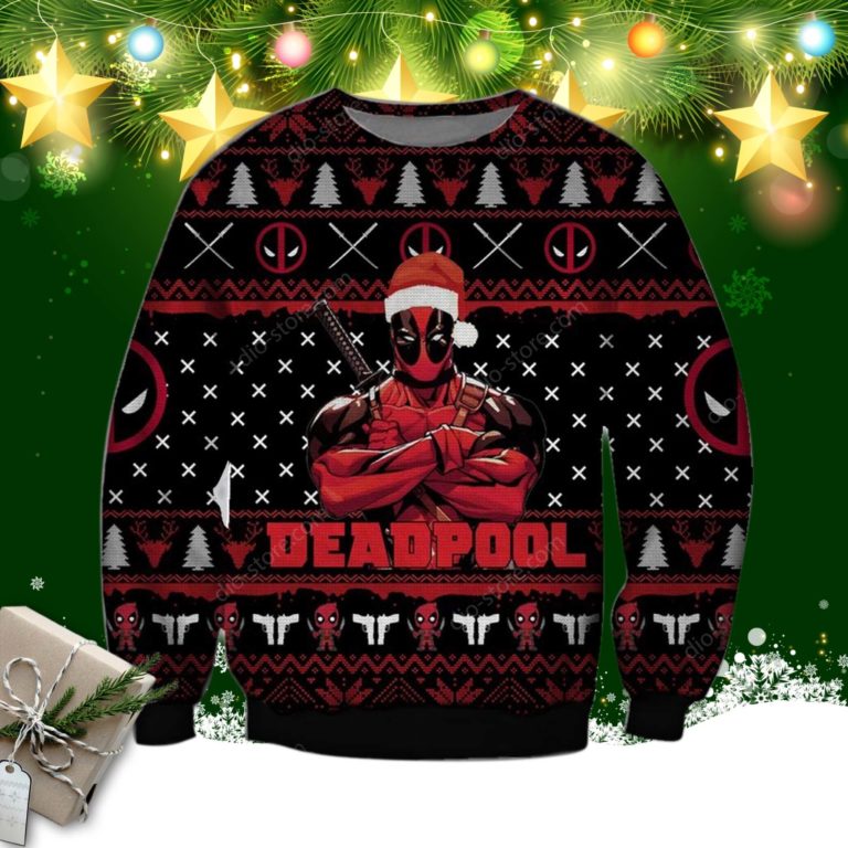 Deadpool Knitting Pattern 3d Print Ugly Christmas Sweater