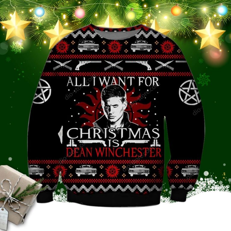 Dean Winchester Knitting Pattern 3d Print Ugly Christmas Sweater