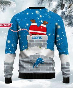 Detroit Lions Football Santa Claus 3D Christmas Ugly Sweater