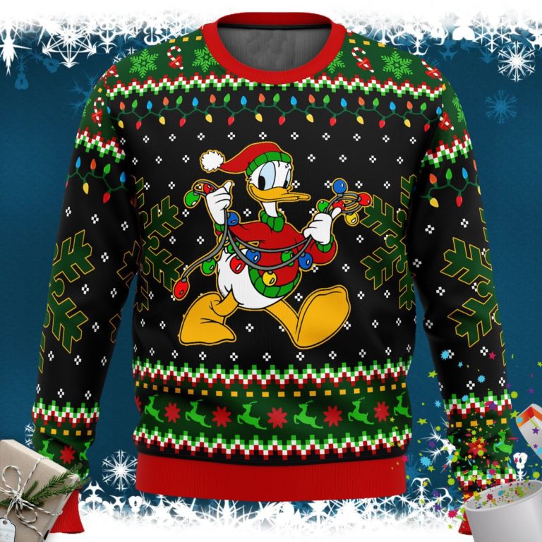 Donald Duck Christmas Head Ugly Christmas Sweater