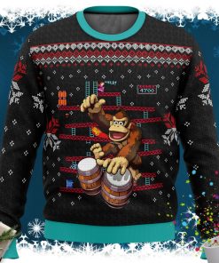 Donkey Kong Drums Ugly Christmas Sweater