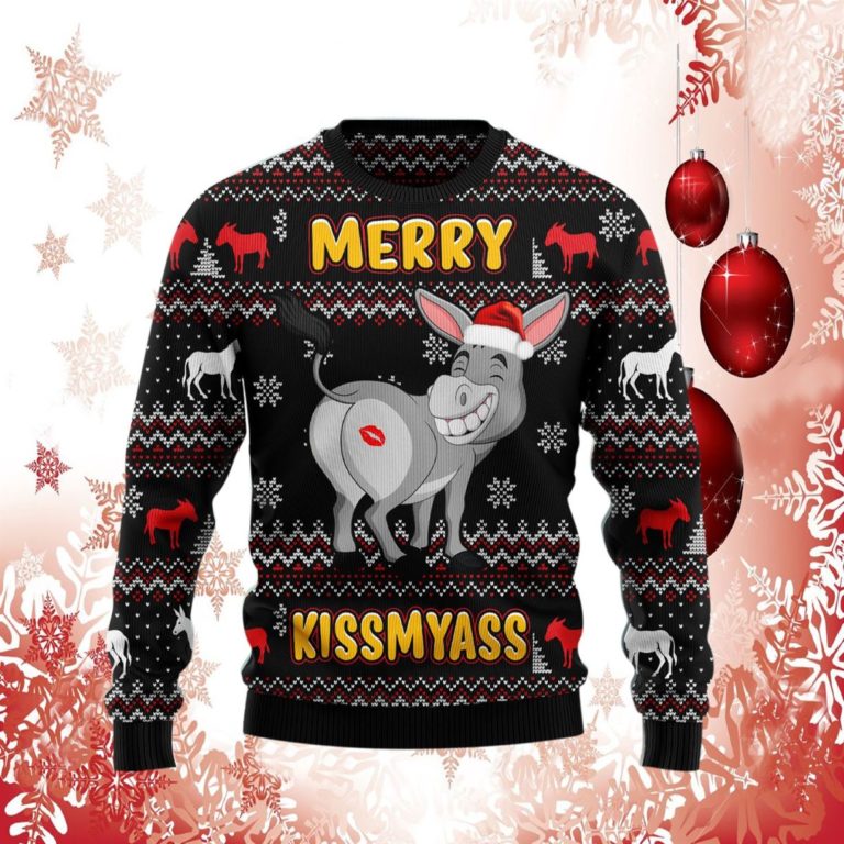 Donkeys Merry Kissmyass Ugly Sweater