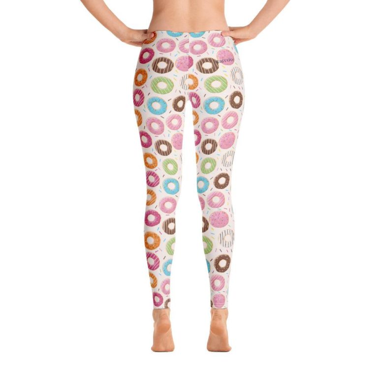 Donuts Leggings for Women, Doughnut Food Colorful Funny High Waisted Pants