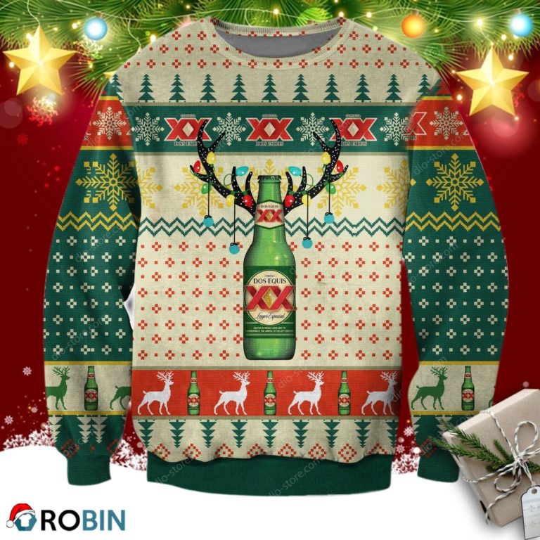 Dos Equis Beer Christmas Knitting Pattern 3d Print Ugly Sweatshirt