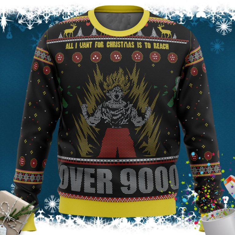 Dragonball Z Goku Over 9000 Ugly Christmas Sweater