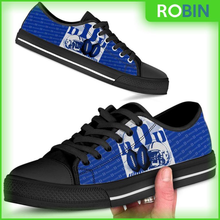 Duke Blue Devils NCAA Football Helmet Low Top Canvas Shoes