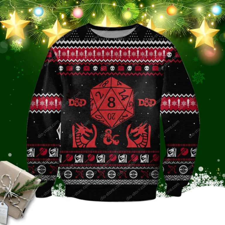 Dungeons & Dragons 3d Print Ugly Christmas Sweatshirt