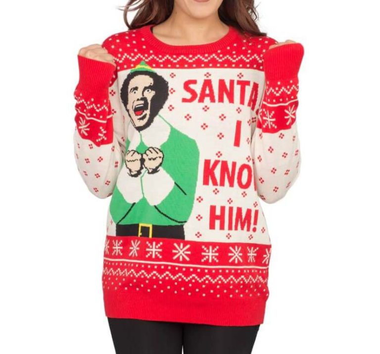 Elf Buddy Santa I Know Him Ugly Christmas Sweater