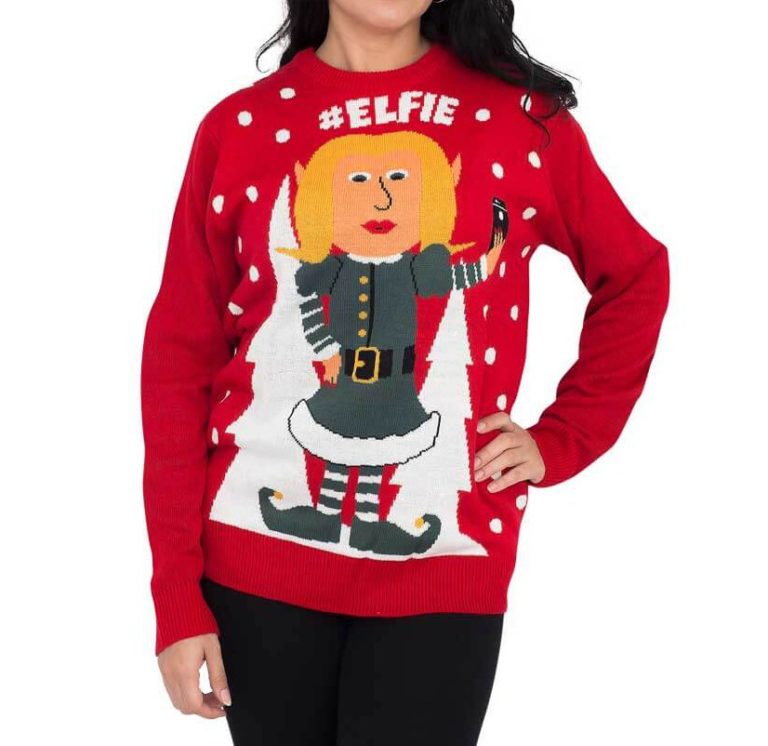 #elfie Hashtag Ugly Christmas Sweater, Sweatshirt