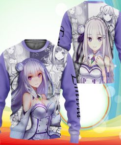 Emilia Sweatshirt ReZero kara Hajimeru Isekai Seikatsu Anime 3D Printed Sweater