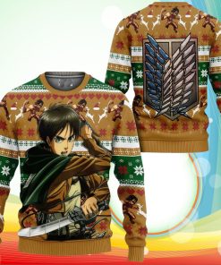 Eren Yeager Ugly Christmas Sweater Anime Attack On Titan Xmas Gifts