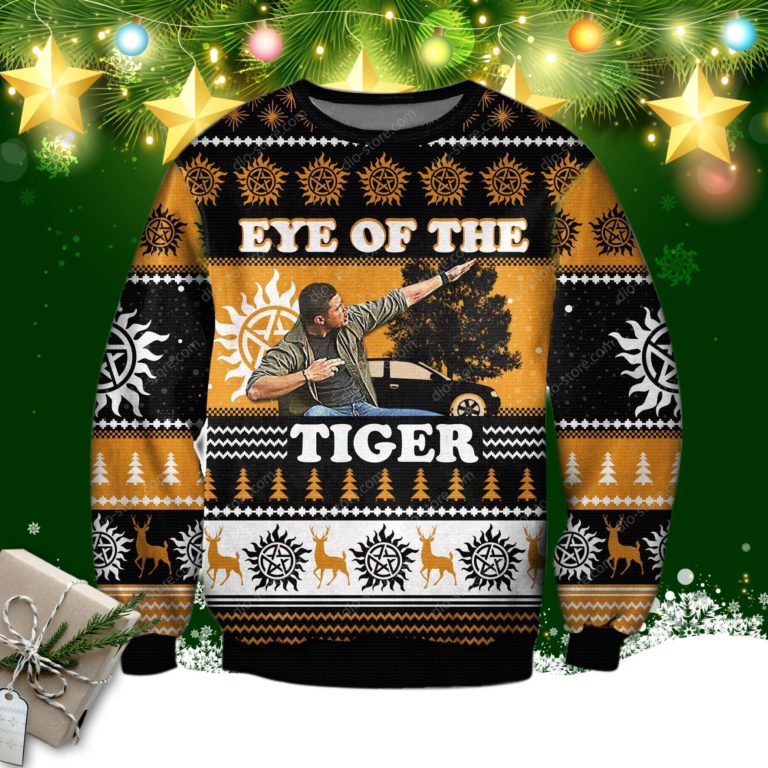 Eye Of The Tiger 3d Print Ugly Christmas Sweatshirt