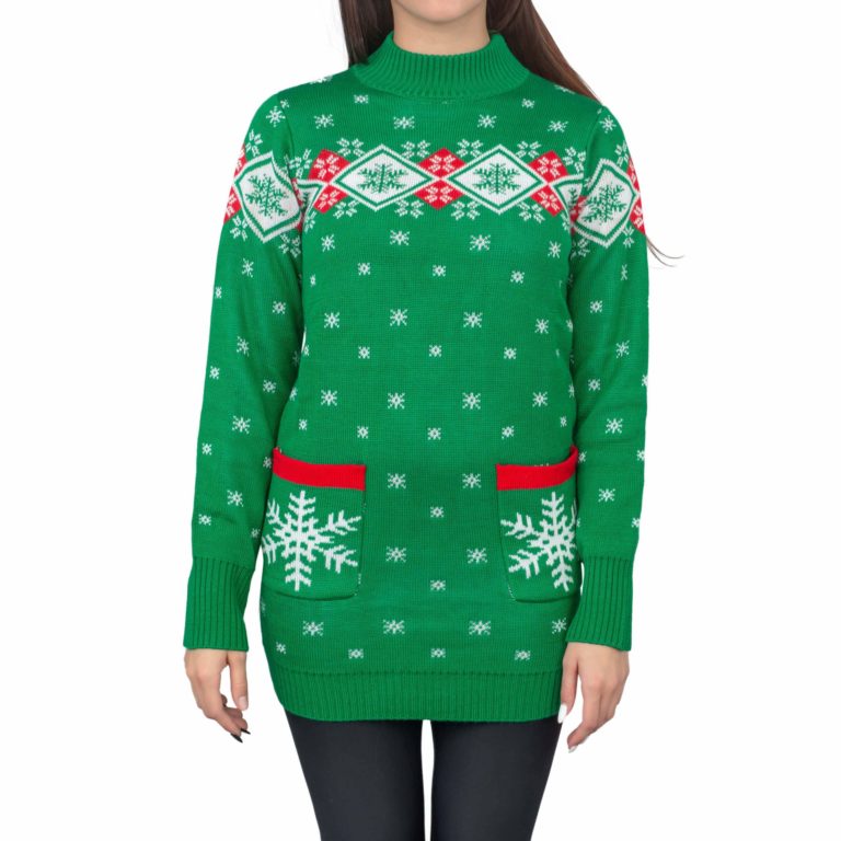 Festive Snowflakes Womens Ugly Christmas Sweater Dress