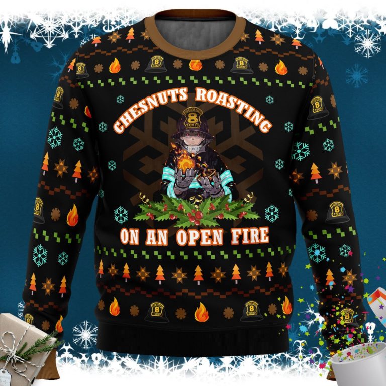 Fire Force Chesnuts Roasting Ugly Christmas Sweater