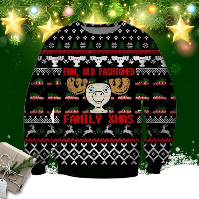 Fun Old Fashioned Family Xmas Knitting Pattern 3d Print Ugly Christmas Sweater, Sweatshirt
