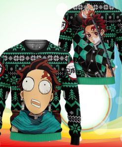 Funny Tanjiro Ugly Christmas Sweater Anime Demon Slayer Xmas Gifts